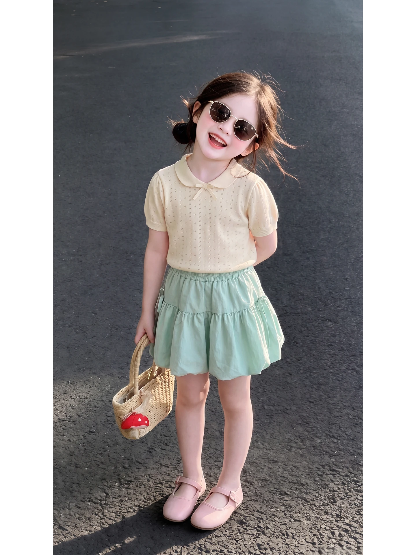 adorable-girl's-flower-bud-skirt-set-summer-new-arrival-korean-style-baby-girl's-outfit-breathable-thin-material-love-expression