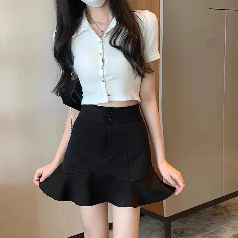 

Юбка с высокой талией А-силуэта, фасон «рыбий хвост», женская, новая модель весна-зима, короткая, облегающая, со сборками, асимметричная