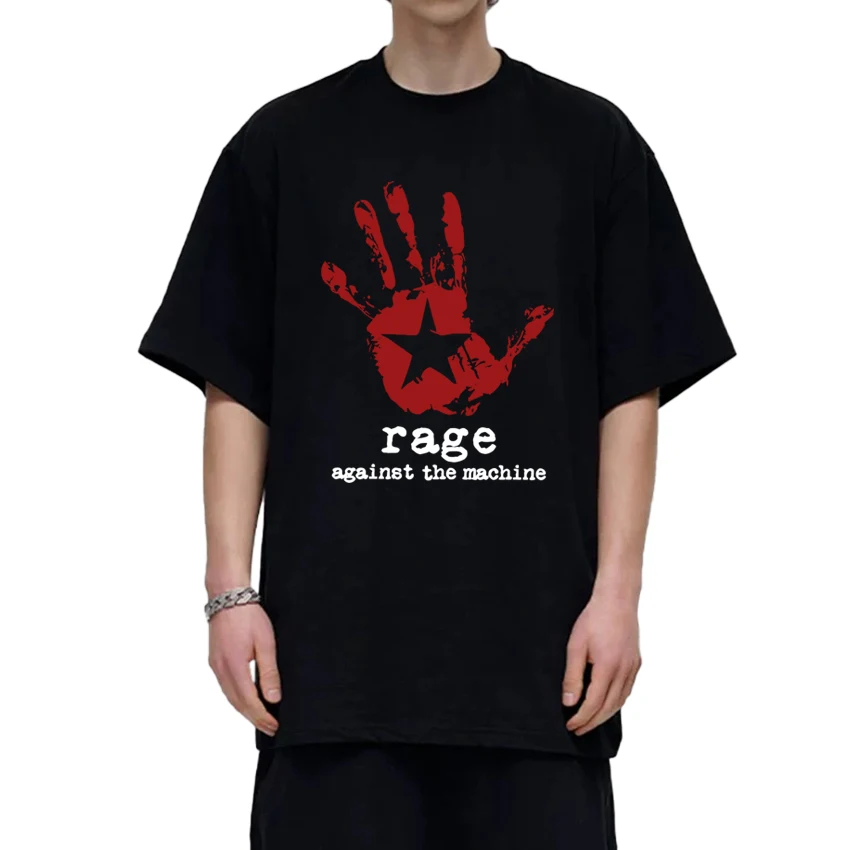 

New in Rage Against The Machine Theme Printed short sleeve T-shirts Men Women vintage Oversized T shirt Unisex 100% Cotton Tops