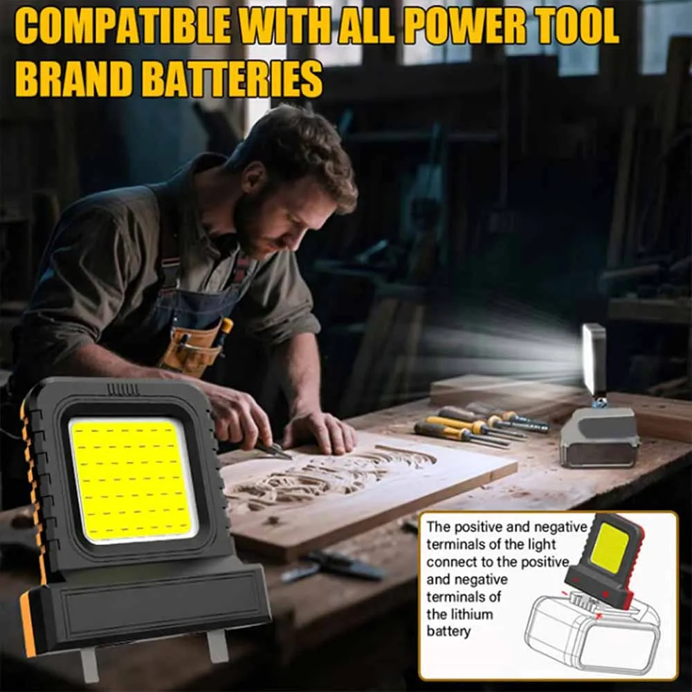 

21V Power Tool Accessories LED Work Light Universal Floodlights for Makita/Milwaukee/Dewalt Battery For Outdoor Construction Use