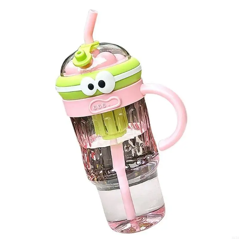 

M17D Portable Silicone Straw Cup for Outdoor Large Capacity Water Bottle with Handle
