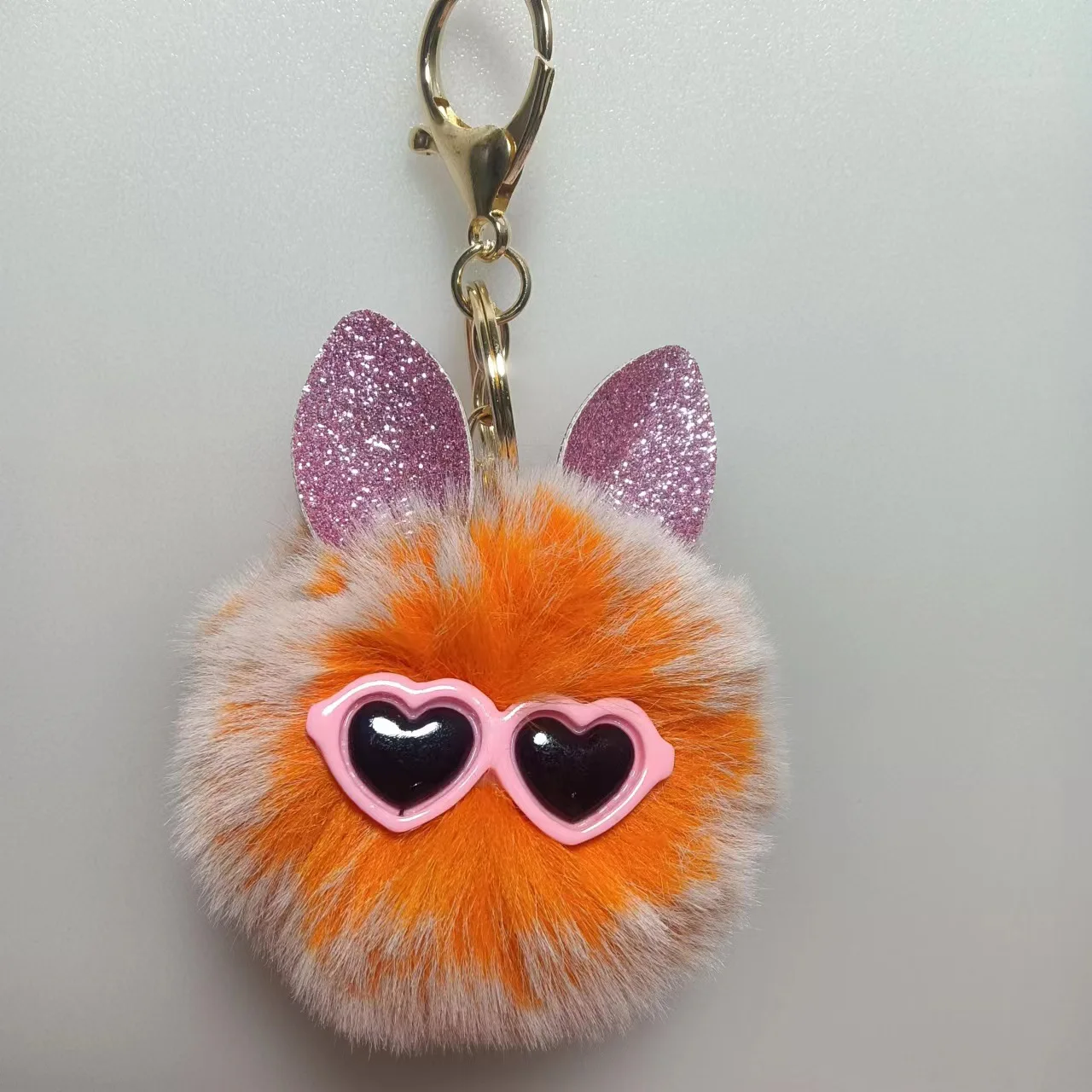 Cartoon Cute Plush Ball Keyring Charm Kawaii Fuzzy Ball Ears Keyring Soft Fluffy Ball Backpack Decor Car Keyring Gift For Couple