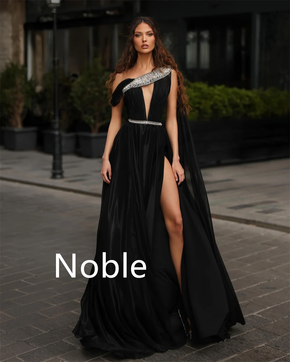 فساتين سهرة رسمية من الساتان الأسود مخصصة موضة كتف واحد فستان العودة للوطن ناعم سويب تراين فساتين مناسبة مخصصة #5