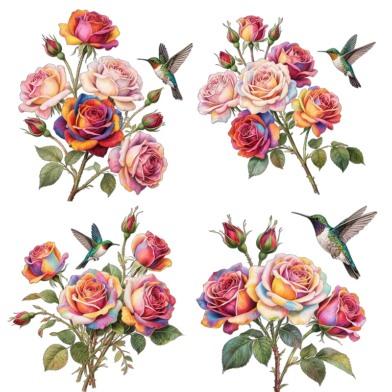 Three Ratels CFN67 Beautiful colorful roses and kingfisher art wall stickers for home decoration door decals IPAD stickers
