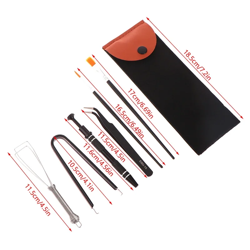 【1Set Keyboard Cleaning Tool Kit Metal Keycap Puller Stem Holder Switch Puller Lubrication Pen Lube Brush W/Storage Bag】 - view 2