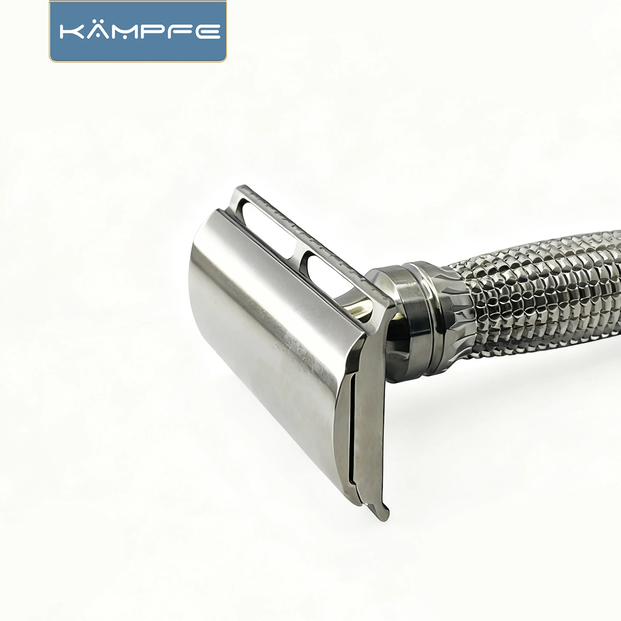 ماكينة حلاقة يدوية كلاسيكية للرجال من Kampfe بحافة مزدوجة من الفولاذ المقاوم للصدأ/التيتانيوم للسفر هدية للرجال بمقبض #6