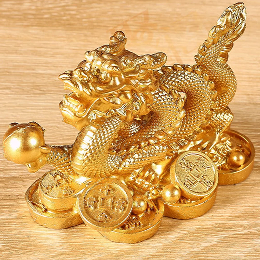 2024 New Year Dragon Sculpture Attract Wealth Dragon Figurine Ornament Good Luck Auspicious Dragon Statuette for Home Office