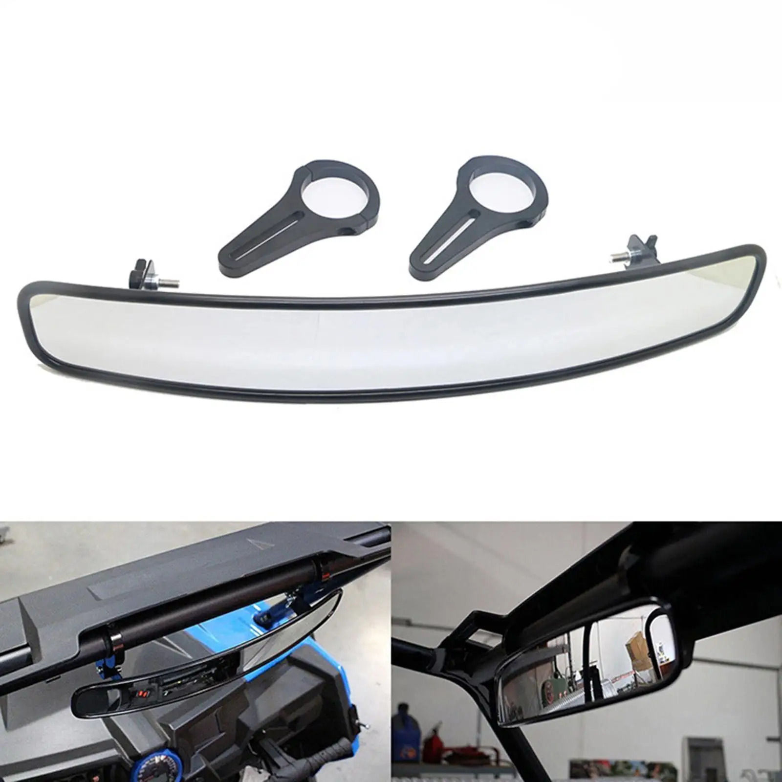 

Wide Rear View Mirror Mirror with 1.75" Clamps Convex Design