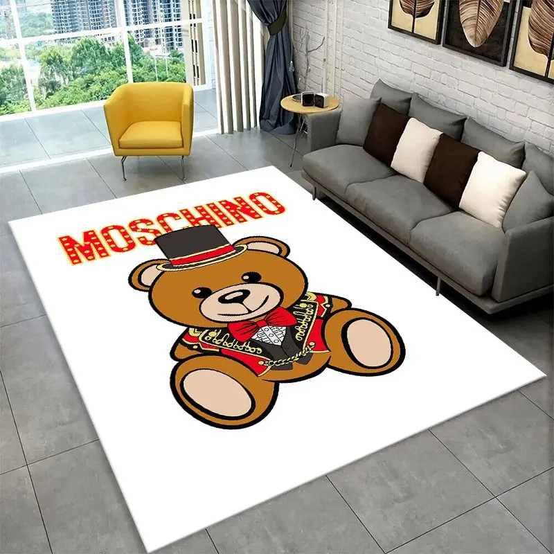 Classic M-Moschino Cartoon Bear Non-Slip Area Rug for Living Room,Bedroom,Playroom,Soft Carpet Floor Mat Home Decor Rug Kid Room