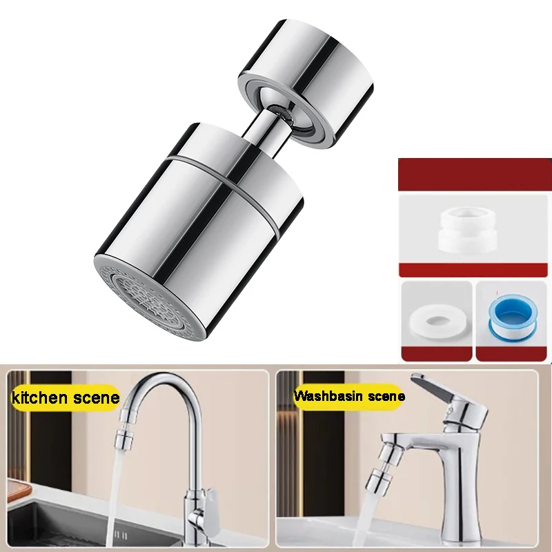 Adjustable Kitchen Faucet Aerator 360° Rotary Splashback Sink Tap Nozzle Bubbler Pressurized Water Filter Diffuser 2 Mode
