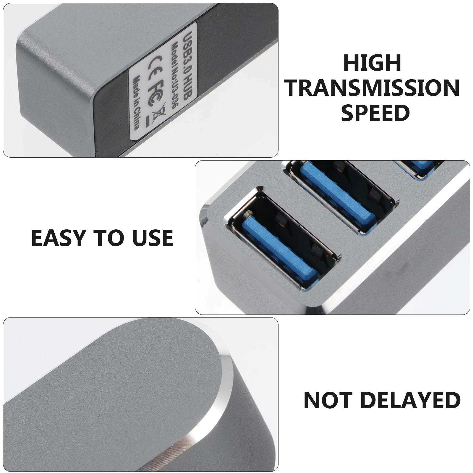 

3 Ports Aluminum Alloy USB Hub Laptop Accessories Multi Port Data Transfer Charging Splitter Portable Computer Peripheral Device