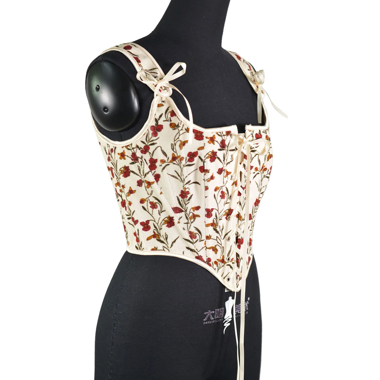 

Сексуальный женский корсет Busiter Overbust на шнуровке, винтажные готические красные лифы с цветочным принтом, топы на бретелях, вельветовые корсеты, формирователь тела