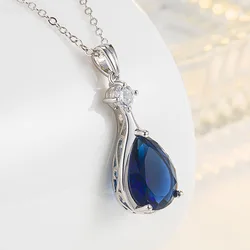Colares de prata esterlina 925 para as mulheres origem azul safira prata 925 jóias gemstone pingente colares mujer sapphir colar