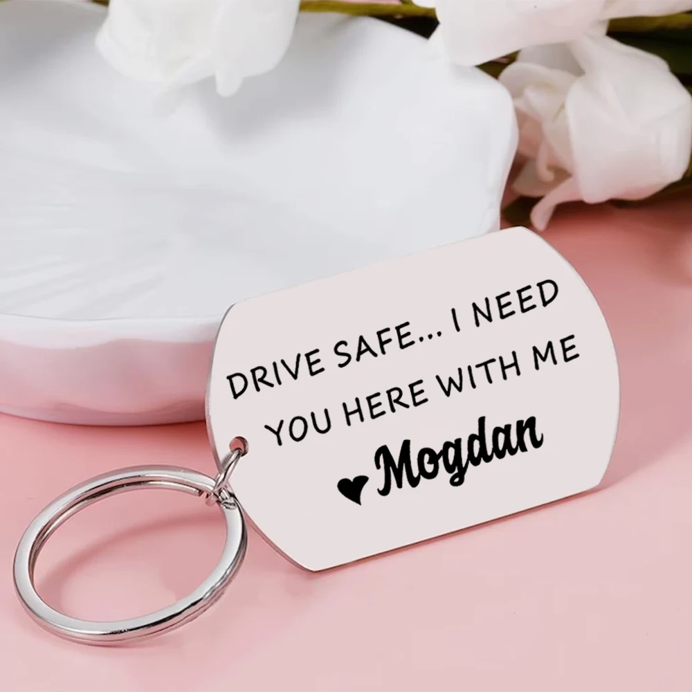 

Personalized Engrave Drive Safe Metal Keychain,Boyfriend Gift,Dad Gift, Anniversary Date Gift,Couple Keychain for Boyfriend