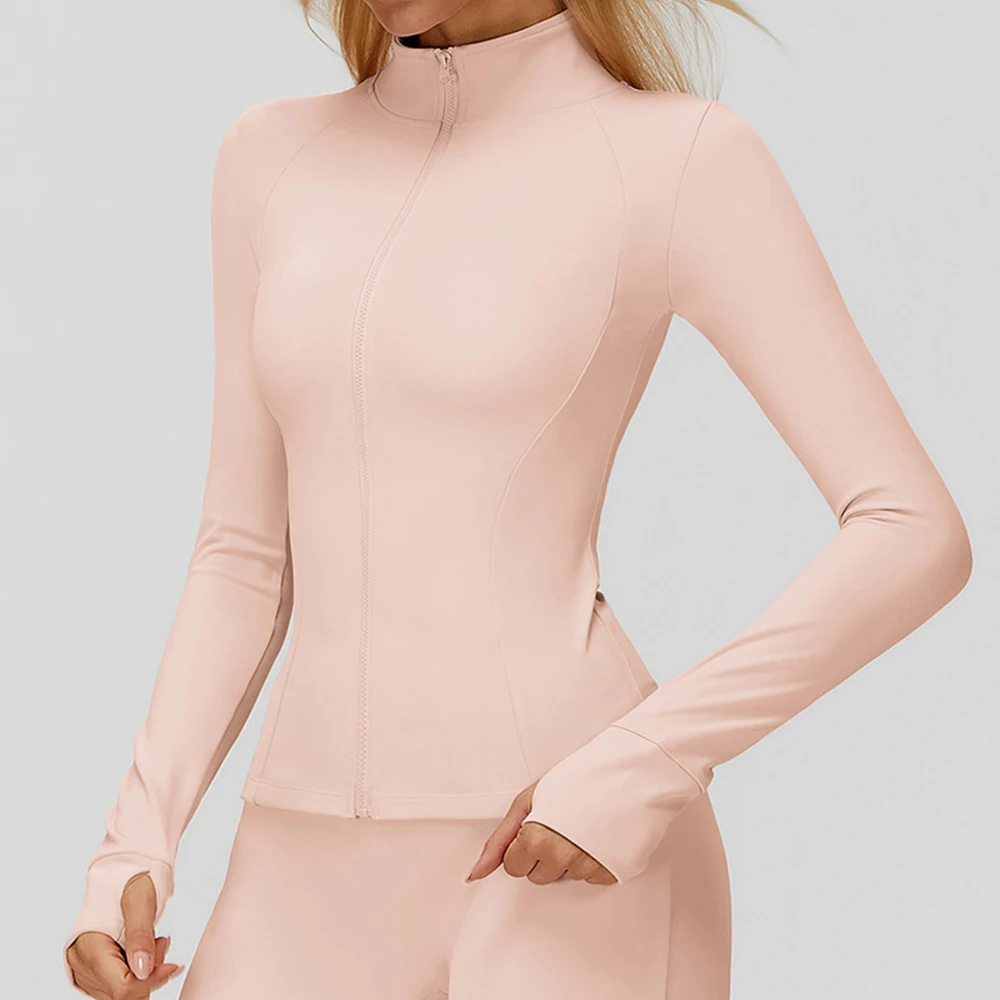

Женские укороченные топы на молнии с длинным рукавом, куртка, футболки для йоги, однотонные спортивные рубашки для бега, сексуальная быстросохнущая спортивная одежда для фитнеса и спортзала