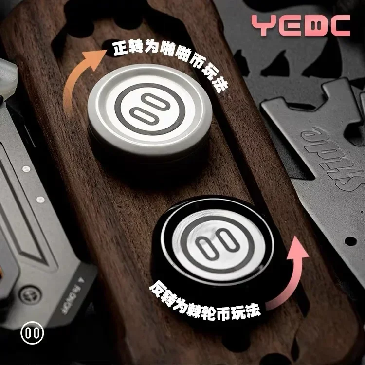 YEDC Ceramic Pig Coin 3.0 Haptic Coin&Ratchet Metal Magnetic Decompression Push Slider EDC Fingertip Gyro