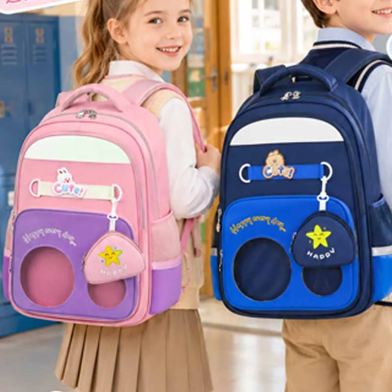 Child Lightweight Bookbag Multipocket Large Capacity Backpack Cute Waterproof School Bags Girls Boys Elementary School Backpack