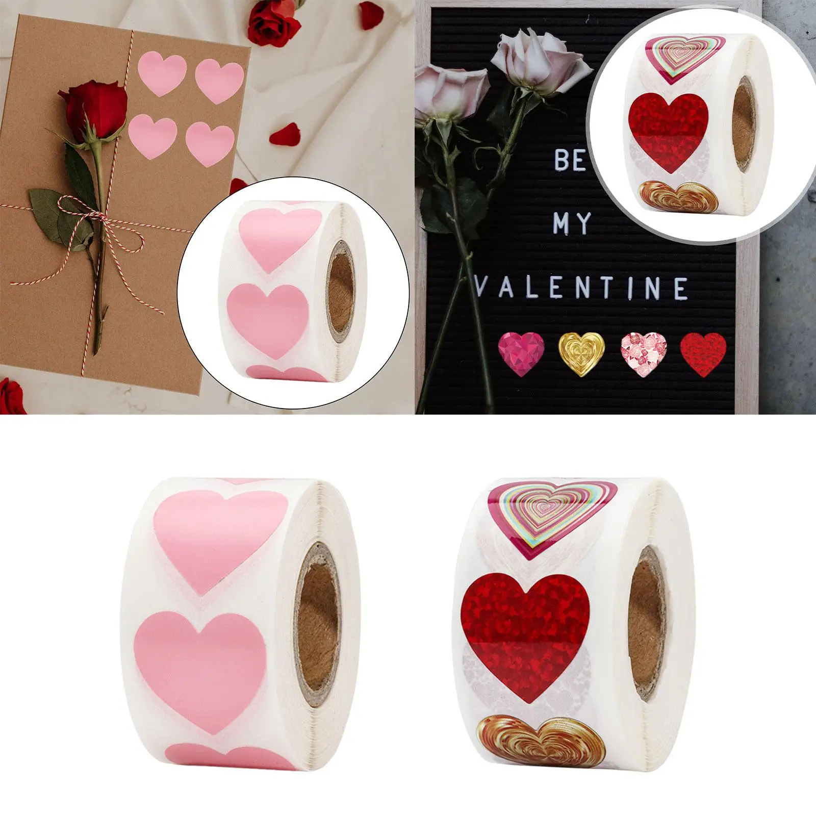 Autocollants de saint-valentin, 500 pièces, étiquettes de cœur auto-adhésives de 1 pouce pour enfants et adultes, enveloppes de Scrapbook, anniversaire