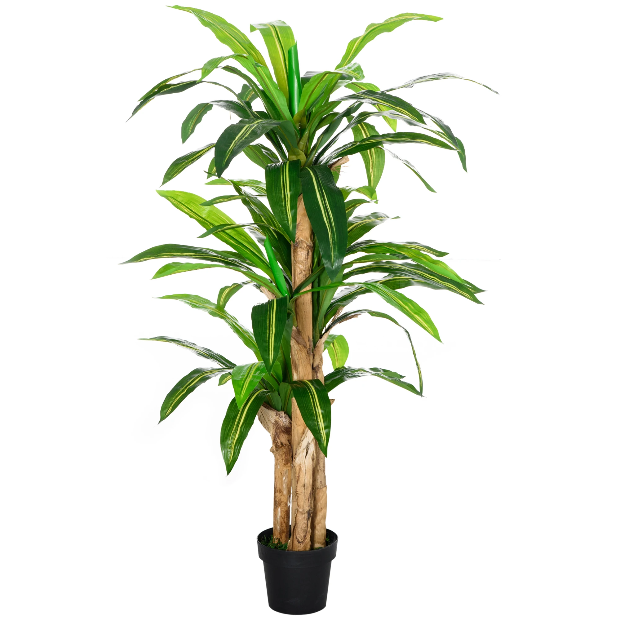 Outsunny Dracaena Artificial 160 cm con Maceta 66 Hojas Musgo Ø20x160 cm Verde