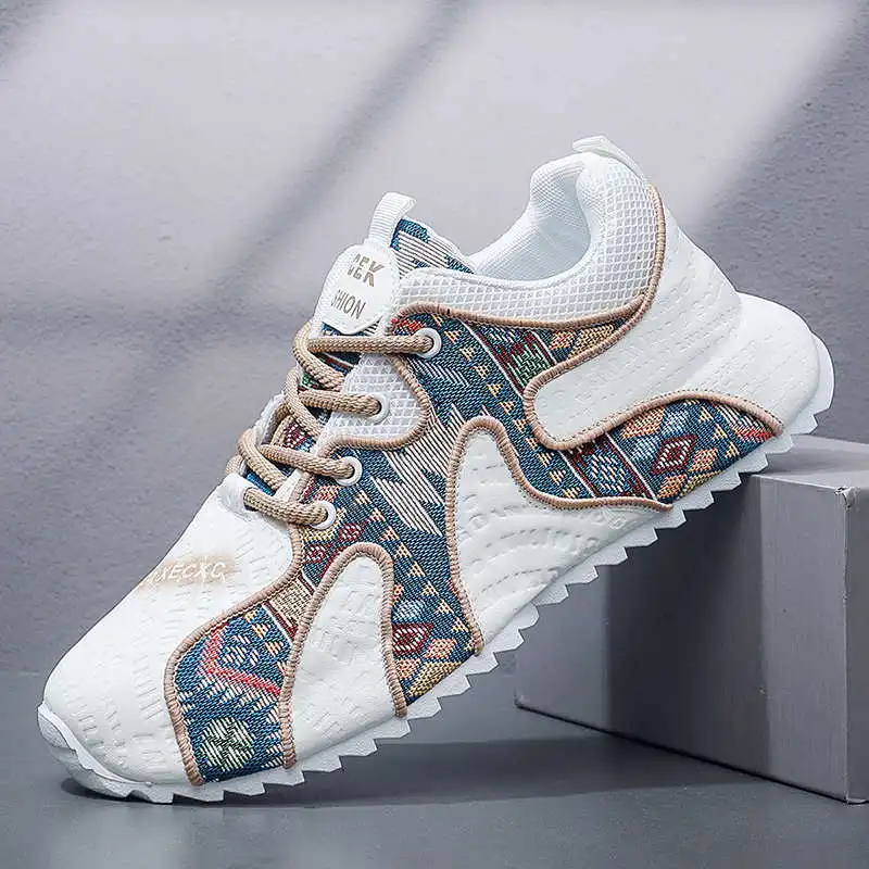 Men's Breathable Canvas Vulcanized Sneakers Non-Slip Lightweight Comfortable Lace-Up Casual Walking Shoes for Outdoor Daily