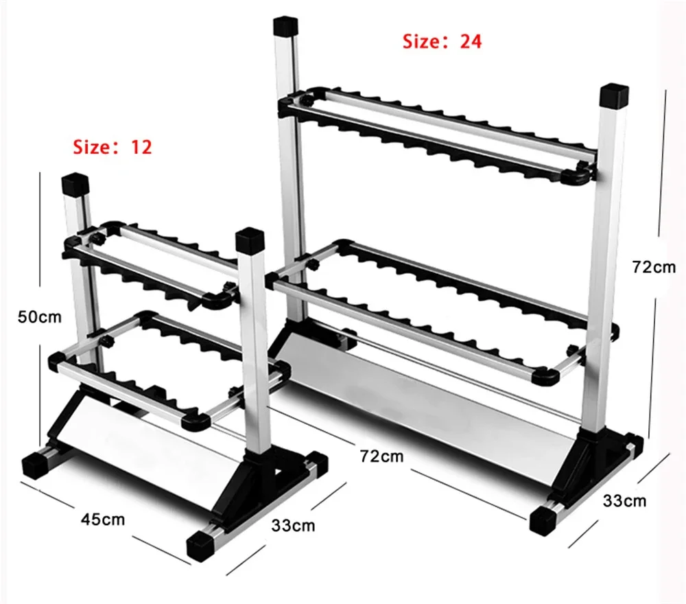 Soporte para caña de pescar de aleación de aluminio, 24 cañas