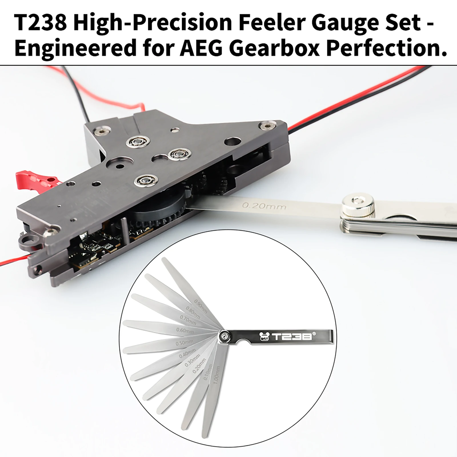 T238 High-Precision Feeler Gauge Set 0.1 0.2 0.3 0.4 0.5, 0.6 0.7 0.8 0.9 1.0 mm Precision Measurement Versatile Application