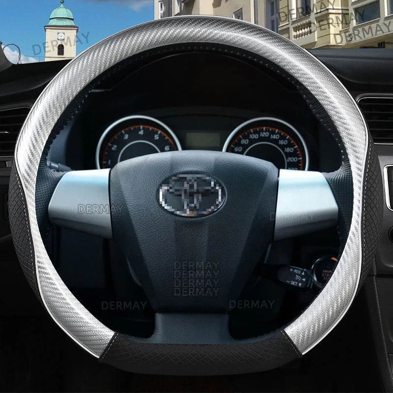 

Для Toyota Wish AE10 AE20 2003 ~ 2017 DERMAY чехол рулевого колеса автомобиля кожа из микрофибры + автомобильные аксессуары из углеродного волокна
