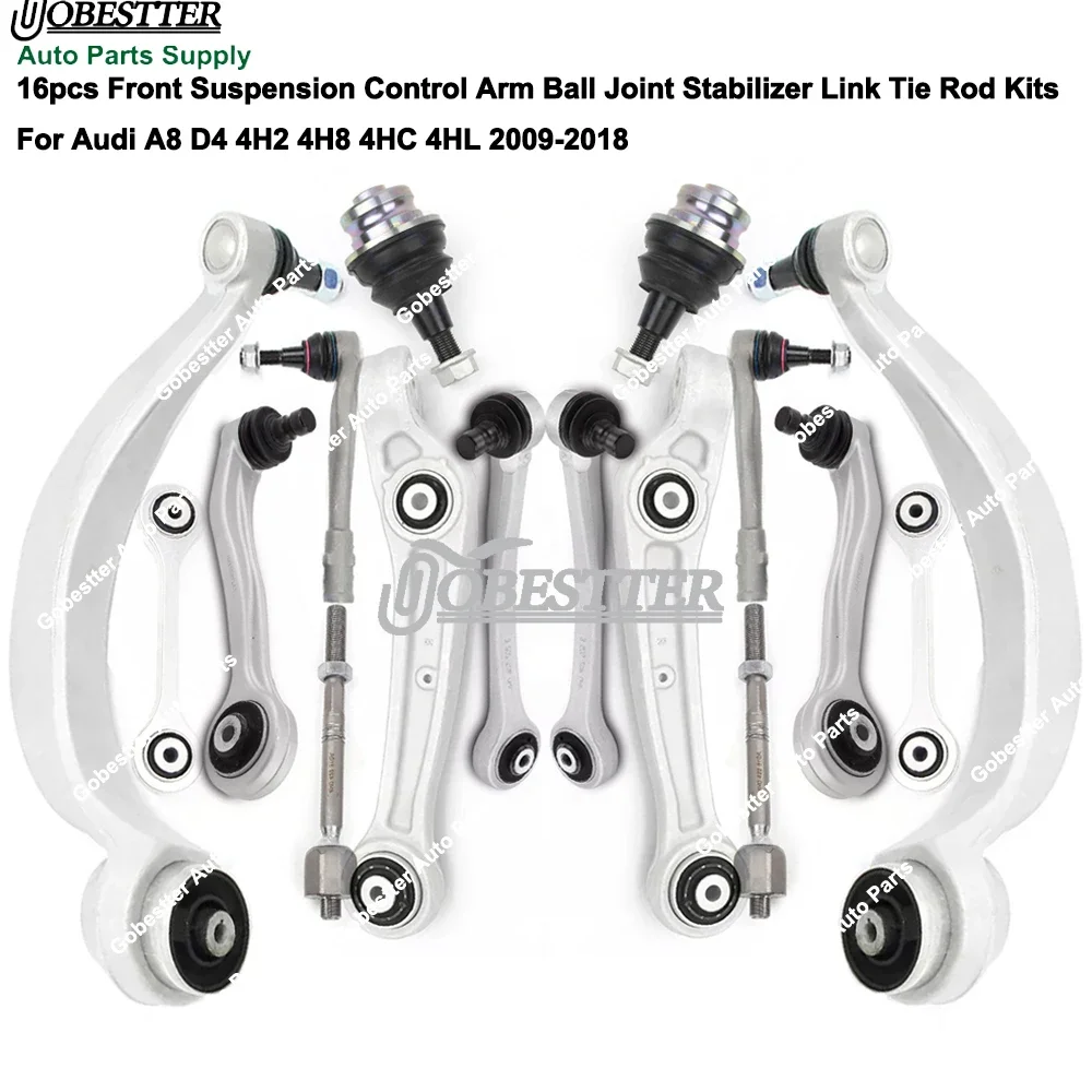 For Audi A8 D4 4H2 4H8 4HC 4HL 09-18 Front Suspension Control Arm Ball Joint Stabilizer Link Tie Rod Kits 4H0407152A 4H0407694F