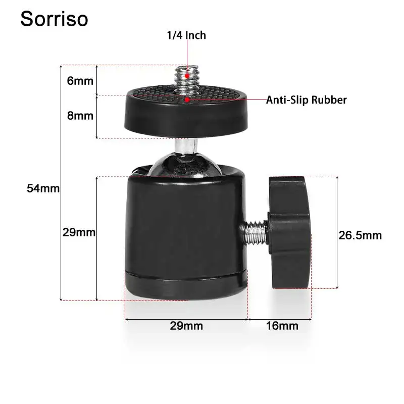 SLR 카메라용 미니 볼 헤드, Dslr 삼각대, 휴대폰 LED 라이브 라이트 플래시 브래킷, 스탠드 홀더, 어댑터 마운트 크래들, 1/4 인치