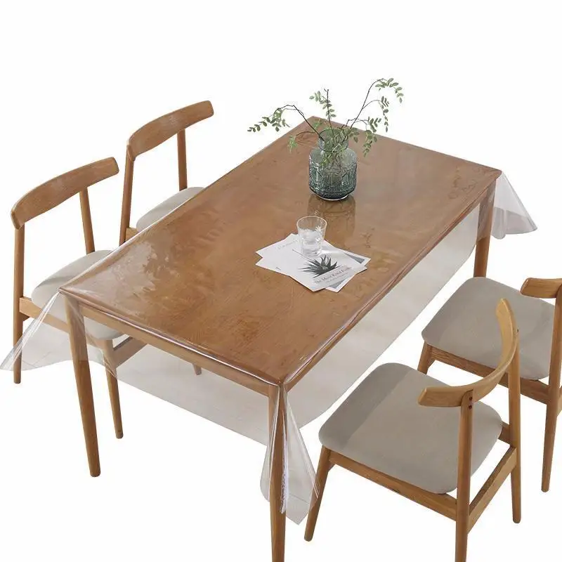Mantel transparente de vinilo de PVC, mantel impermeable a prueba de aceite, cubierta de mesa cuadrada redonda para decoración de mesa de comedor y fiesta