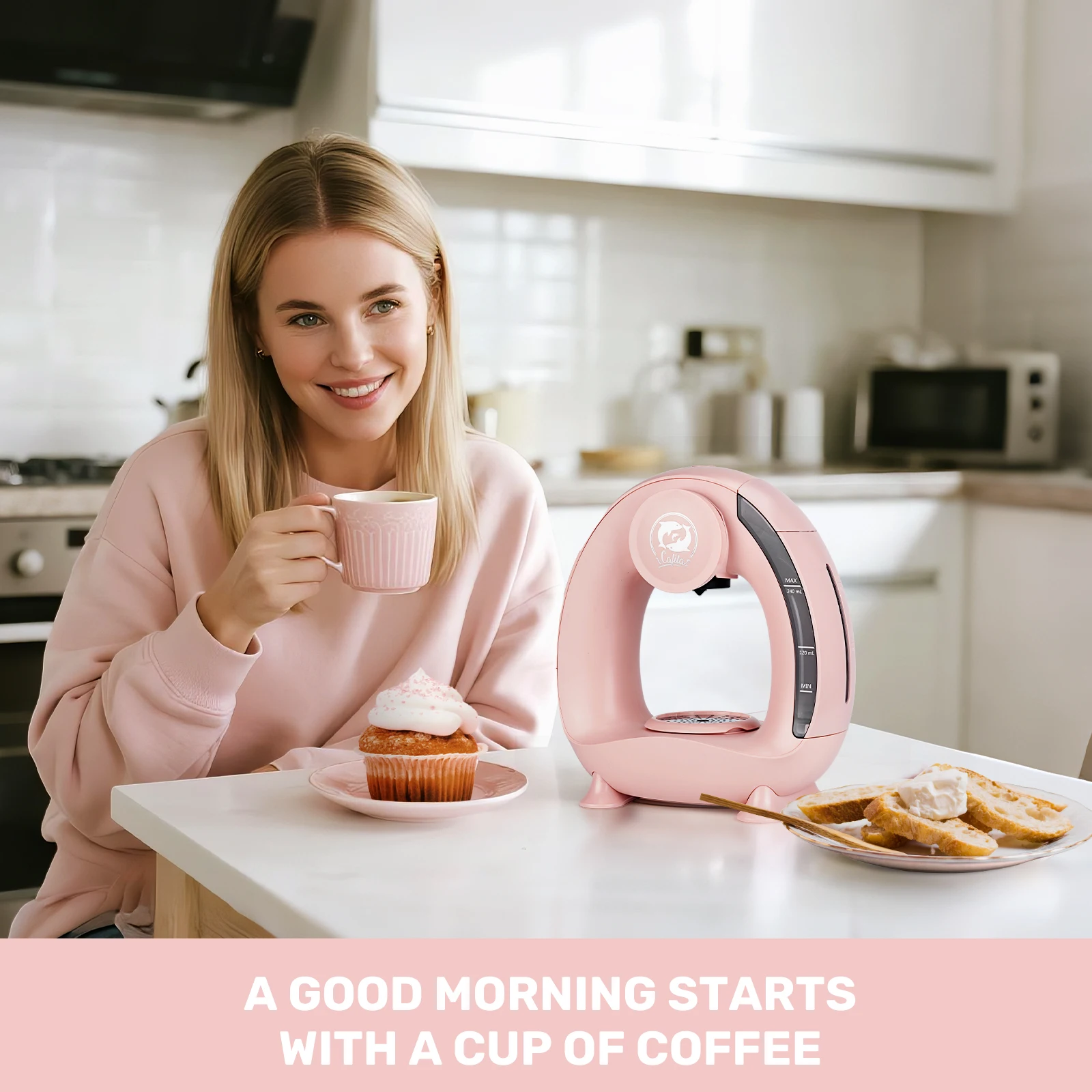 Máquina de café de cápsulas icafilas 2 en 1, Cafetera exprés múltiple, Cafetera capuchino Dolce Gusto Nespresso en polvo KCUP rosa