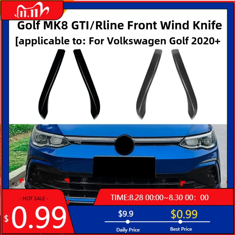 

Hot Ornaments For Volkswagen Golf MK8 GTI Rline Modified CS 2020+ Front Wind Blade Car Sticker Exterior Decoration Modificat Int