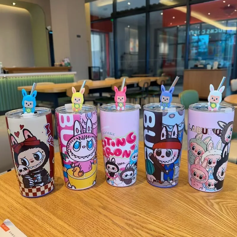 

Labubu's new fashionable and cute thermos cup, large capacity portable creative multifunctional water cup, birthday gift