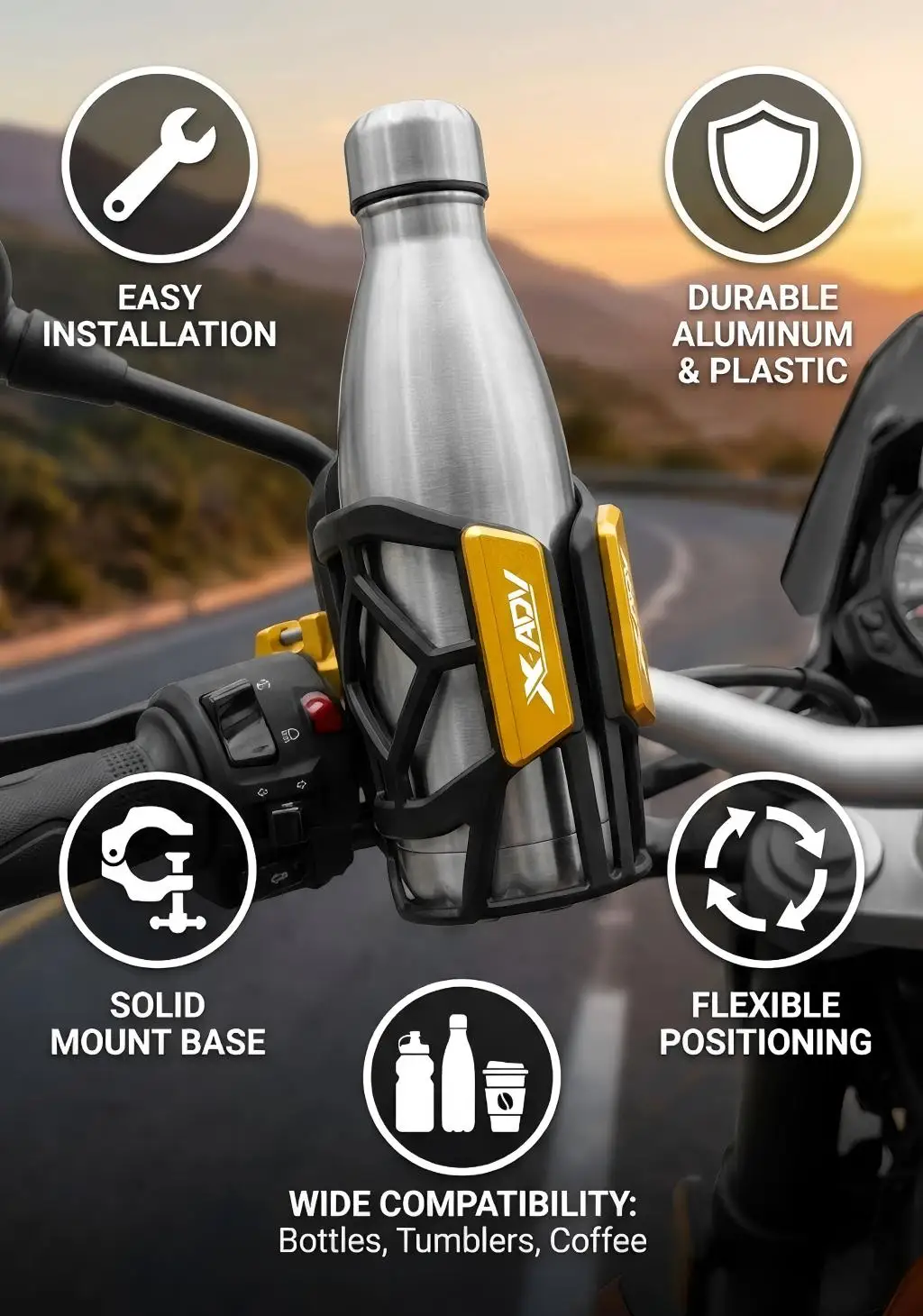 

Для Honda XADV 750 X-ADV X ADV 750 XADV750 X-ADV750 2019 2020 2021 Универсальный высококачественный держатель для напитков/воды для мотоцикла