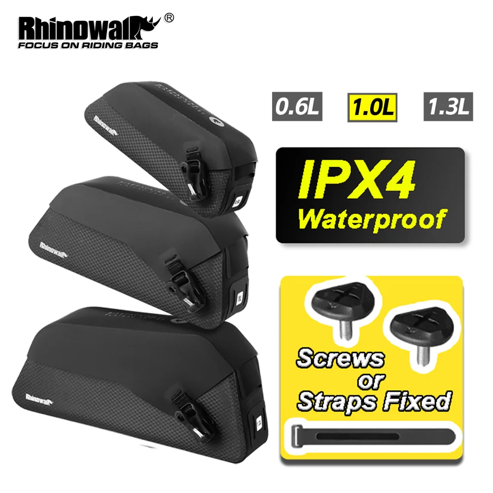 

Rhinowalk Bike Top Tube Bag IPX4 Waterproof Magnetic Flip 0.6L-1.3L For MTB Road Gravel Bicycle Bikepacking Cycling Paint-Safe