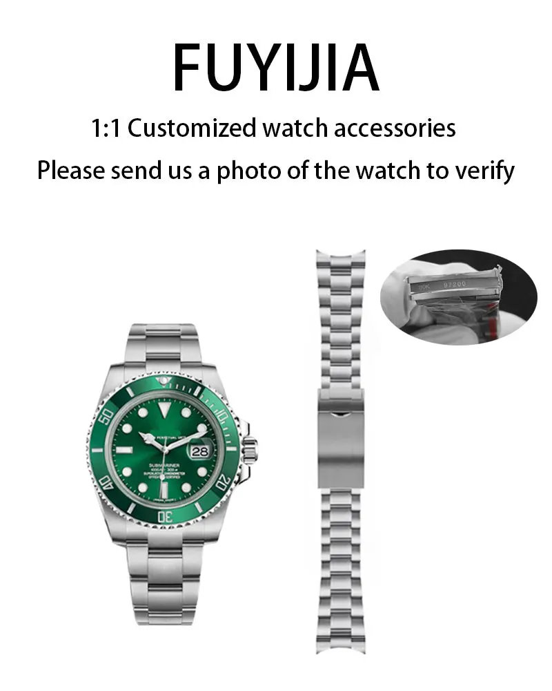 

FUYIJIA Custom Submariner m1266 Original Watchband 21MM 20MM Curved Interface 904L Stainless Steel Bracelet Folding Buckle Strap