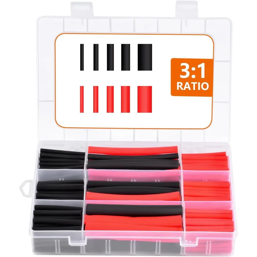 

300pcs Heat-shrink Tubing Thermoresistant Tube Heat Shrink Wrapping Kit Electrical Connection Wire Cable Insulation Sleeving