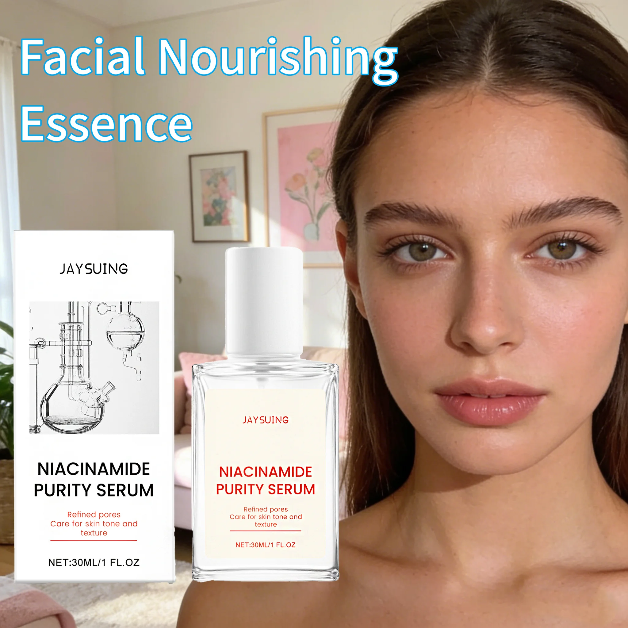 JAYSUING Facial Nourish Essence Hydration Shrink Pores Firm Skin Reduce Fine Lines Suitable for All Skin Types Skin Care Essence