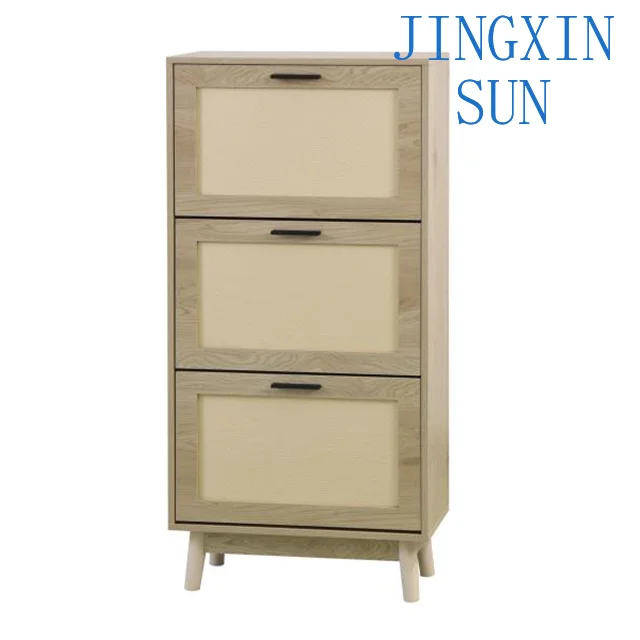 Wooden Home Shoe Cabinet Rack Living Room Veneer Furniture Rattan Shoe Rack Cabinet Storage Modern
