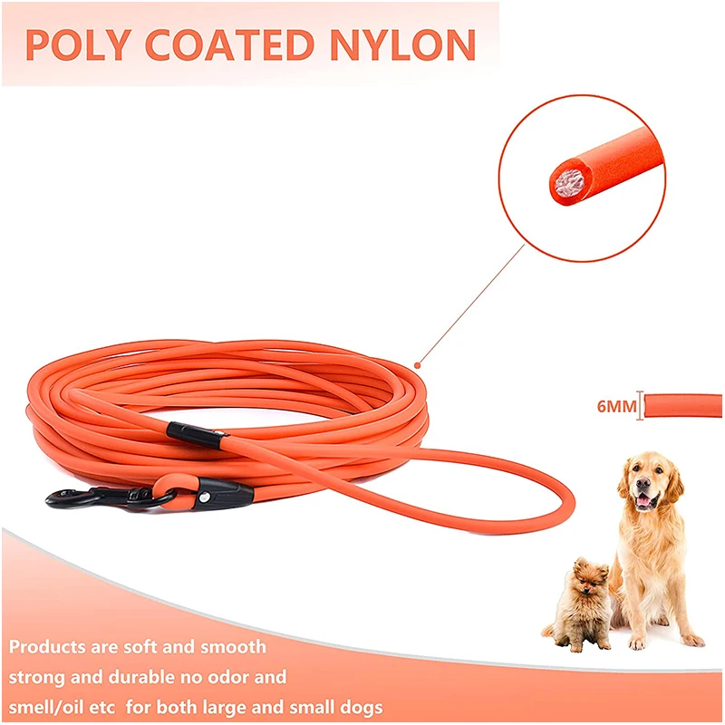 Waterproof Dog Leash Durable Outdoor Training Recall Long Lead 5FT 10 FT 20FT 30FT Great for Training Beach Yard Play