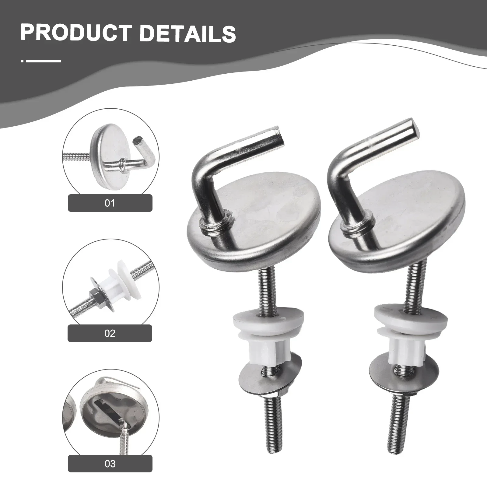 

2pcs Stainless Steel Toilet Seat Hinge Top Fix Toilet Cover Mounting Connector Toilet Lid Hinge Mounting Fittings