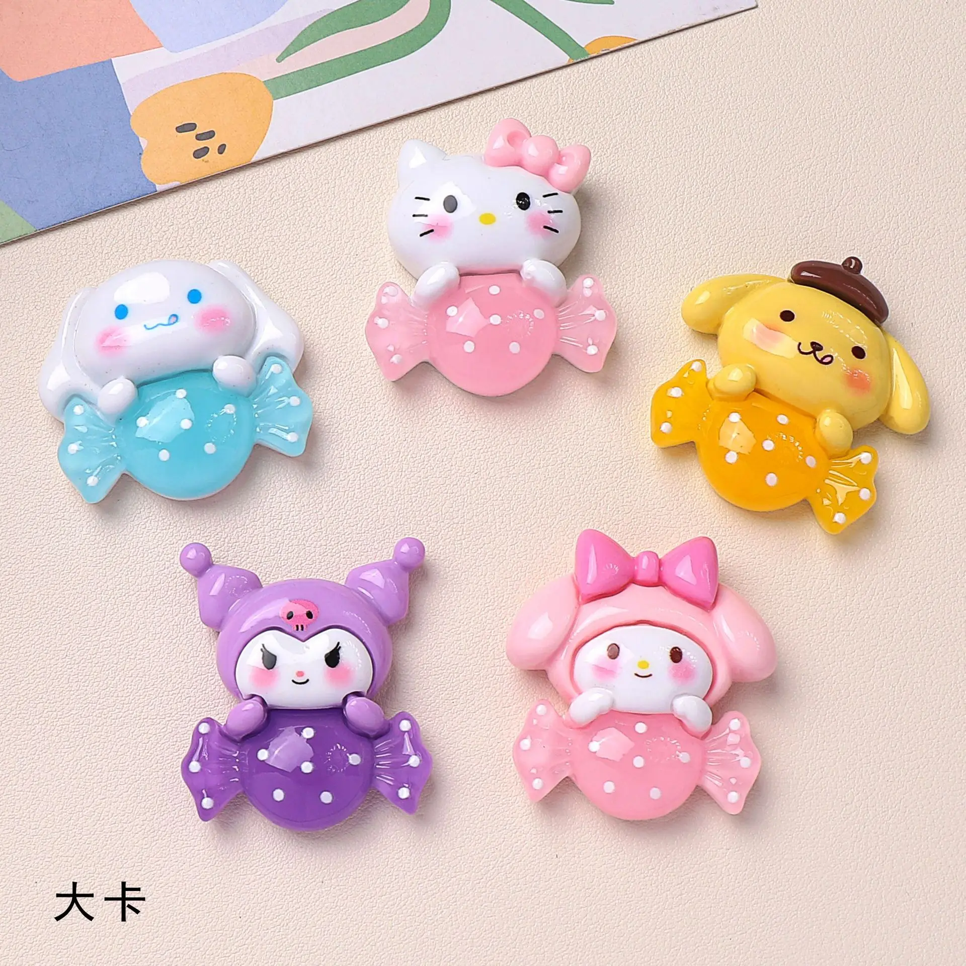 

2pcs Cartoon bright calorie candy animal resin flatback for craft diy supplies sanrio hello kitty kuromi cabochons charms