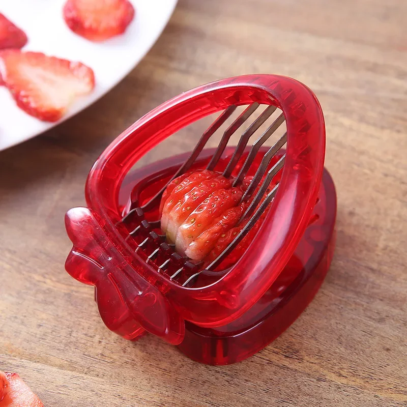 Multifunctional Strawberry Slicer Cutter Corer Huller Stem Remover Kitchen Gadget for Salad Cake Egg view 4