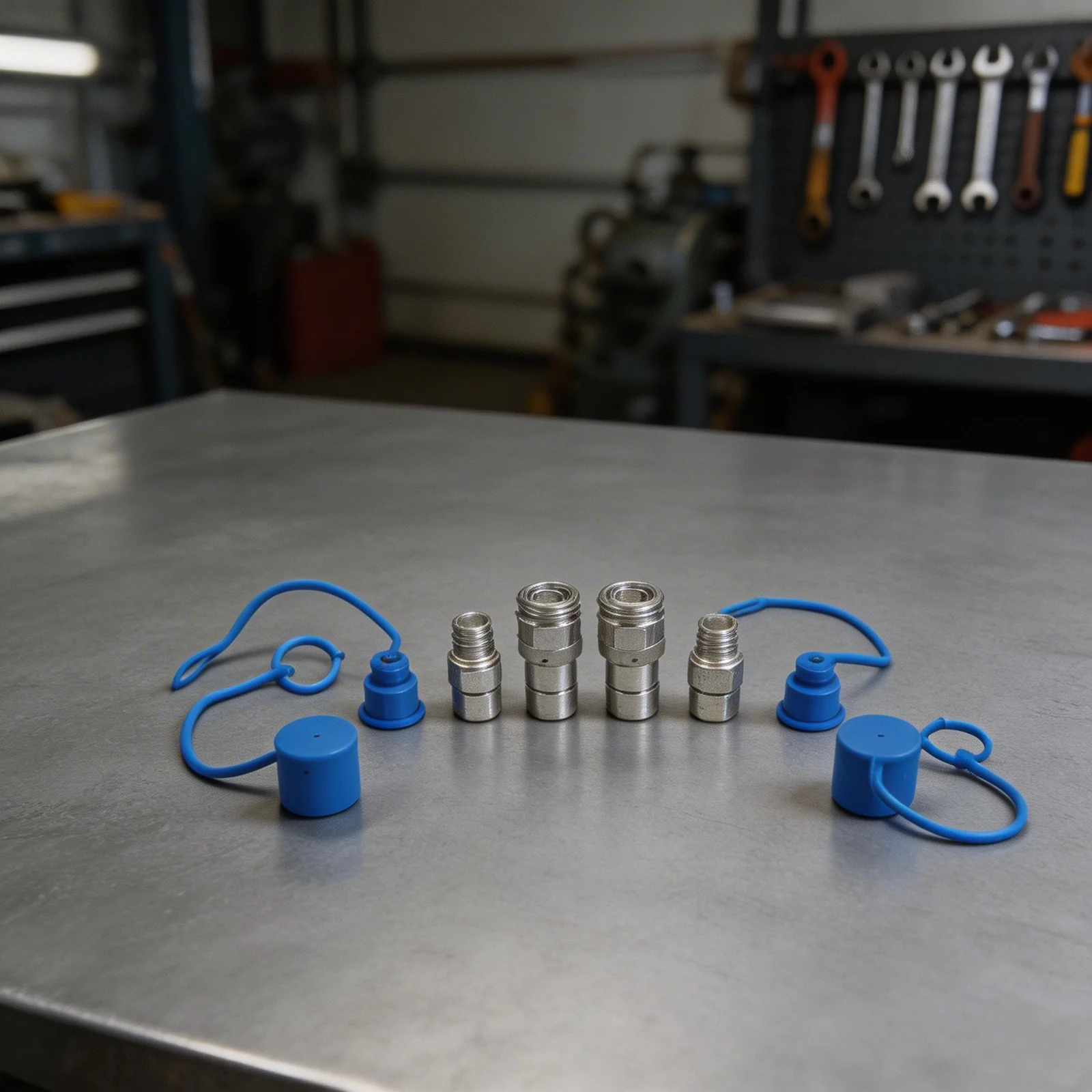 2 Sets 1/2'' Skid Steer Flat Face Hydraulic Quick Connect Couplers W/Dust Cap Hydraulic Equipment Couplings 1/4 3/8 NPT