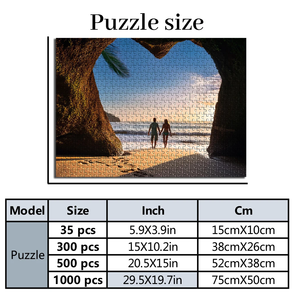 Personalized Custom Photo Puzzle Customize Couple Sunset Photo Intellectual Ornament Personalized Photo Puzzle Gift For Family
