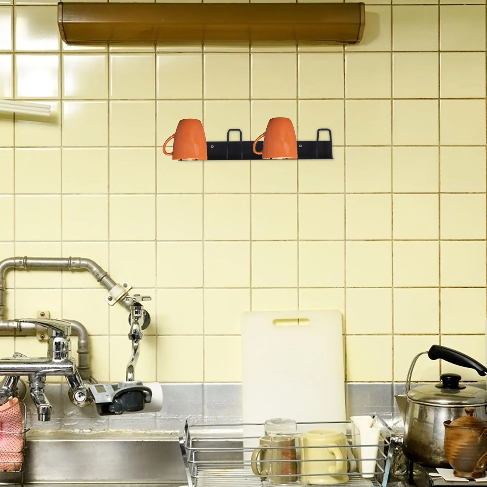 

Stainless Steel Wall Mounted Cup Holder No Punching Drain Rack Organizer Storage Shelf Drying Mug Bathroom Kitchen Accessory