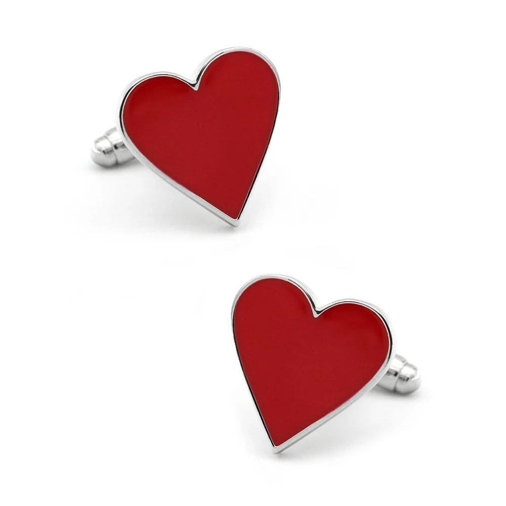 

Lover Gift Design Heart Cufflinks For Men Quality Brass Material Red Color Cuff Links Wholesale&retail