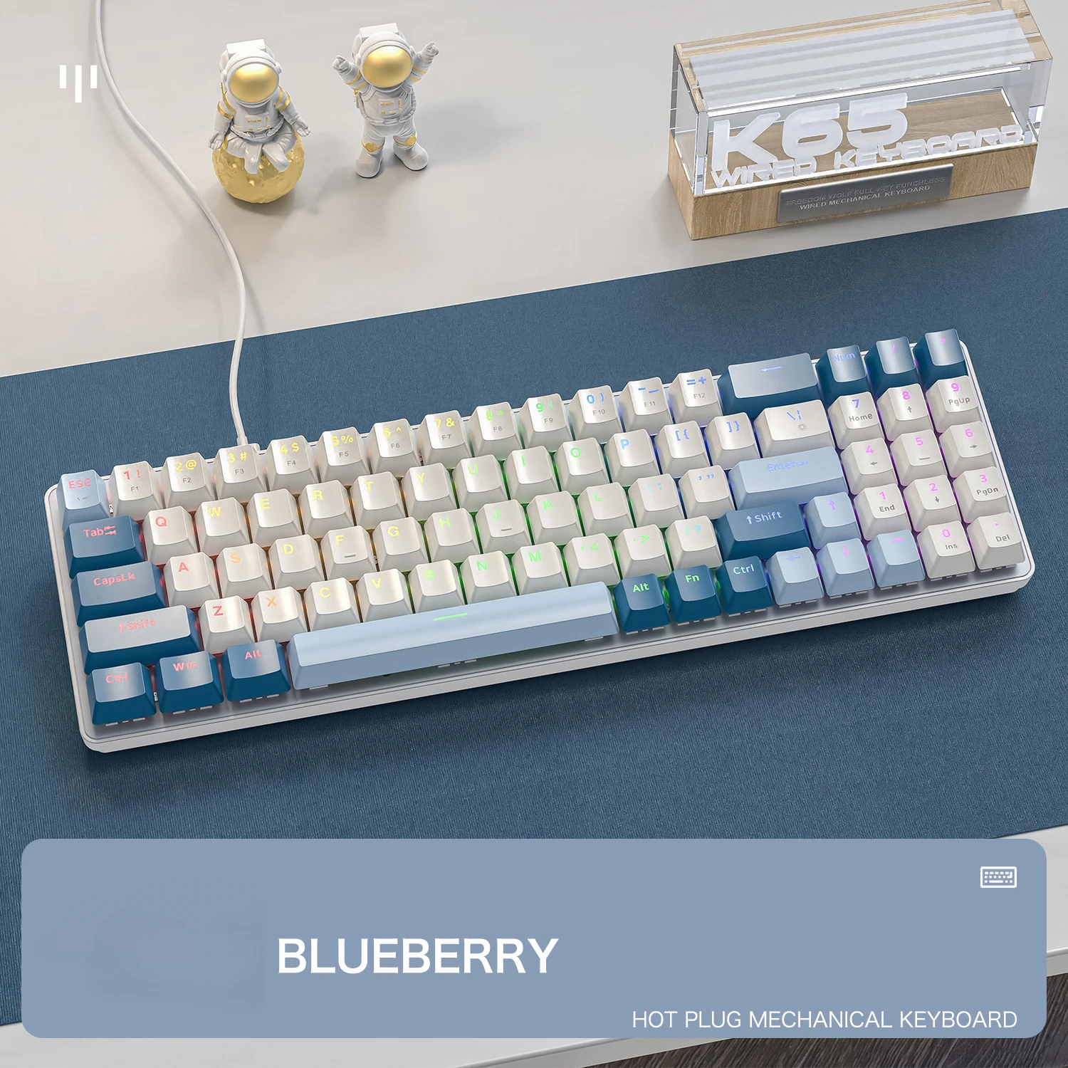 

Hot Plug Mechanical Keyboard Wired Gaming Keyboards Blue Red Axis Girls Laptop Notebook Computer USB Colorful Backlit Claviers