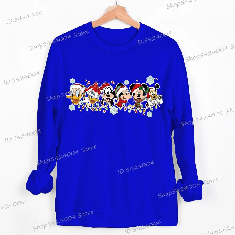 أنيمي عيد الميلاد ميكي ماوس طباعة الصوف بلوزات النساء الرجال الخريف والشتاء مريحة البلوز Crewneck الملابس النسائية