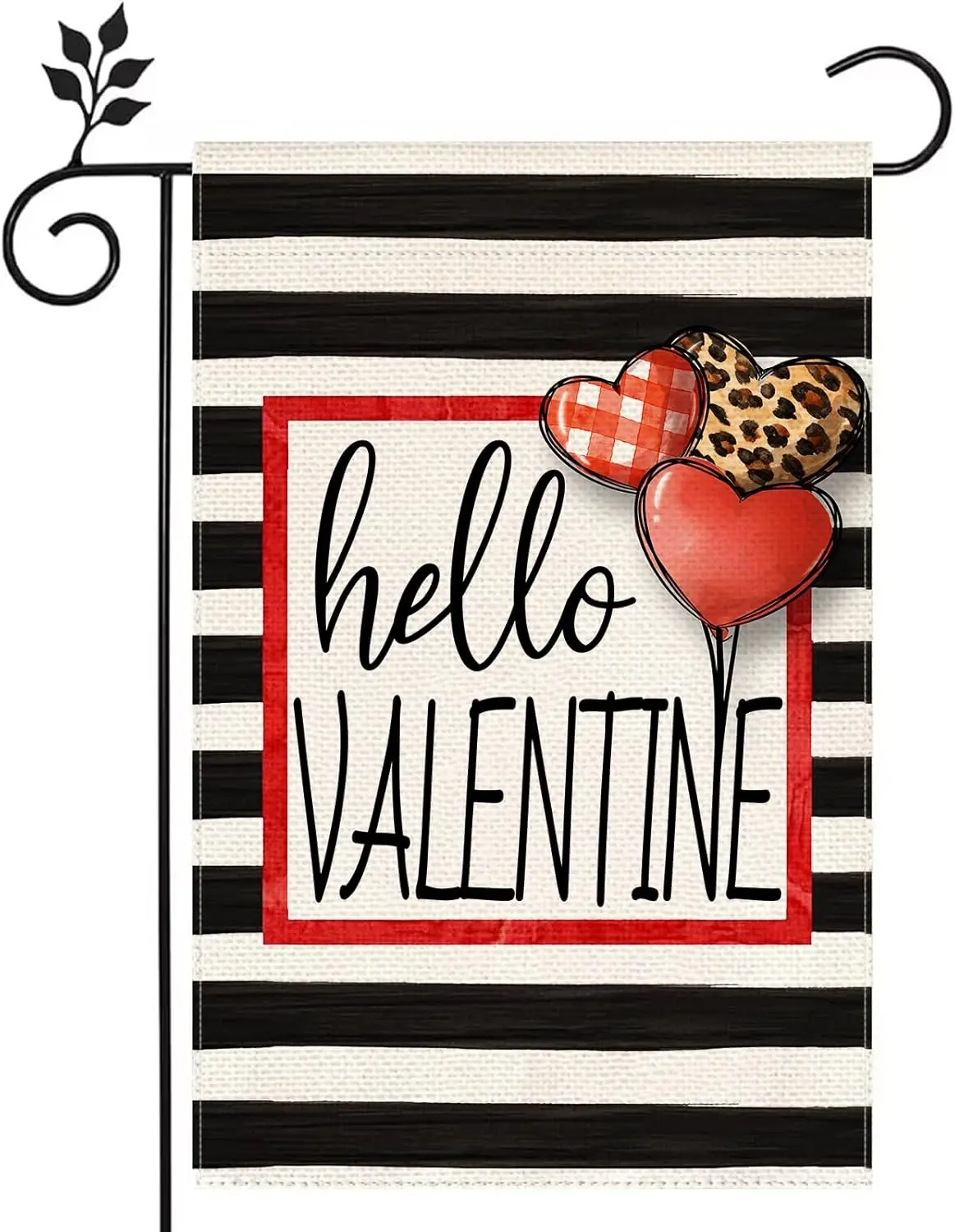 Hello Valentine Garden Flag 12 x 18 Inch Burlap Watercolor Stripes Love Heart Valentine's Day Home Yard Outdoor Decorati YYD